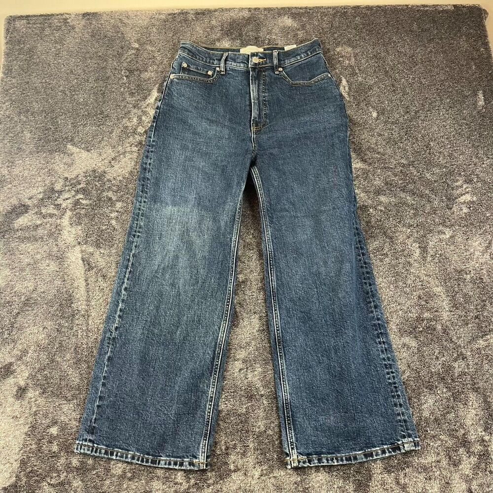 Everlane The Way-High Sailor Jean Dark Blue Denim Jeans 27 Crop Flare Stretch